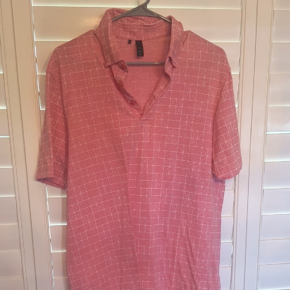 Adidas Men's Red Grid Pattern Shirt